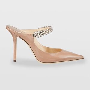 Jimmy Choo Nude Patent Heels with Crystal Strap